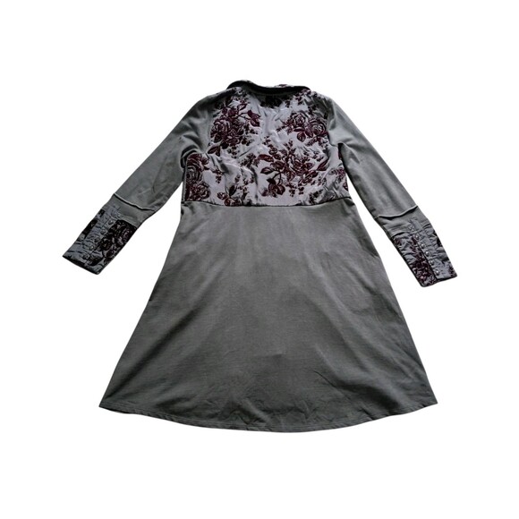 Soft Surroundings Long Jacket Womens Medium Gray Purple Grandeur Embroidery Boho - Picture 3 of 15